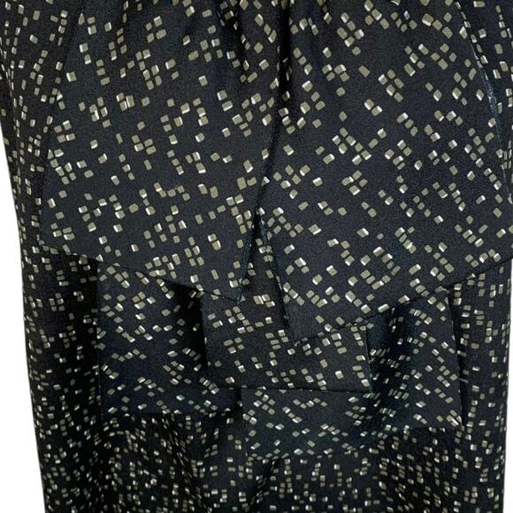 Mossimo Women's Size 8 Wide Strap Tank Black Green Ascot Neck Ruffle - Picture 4 of 8